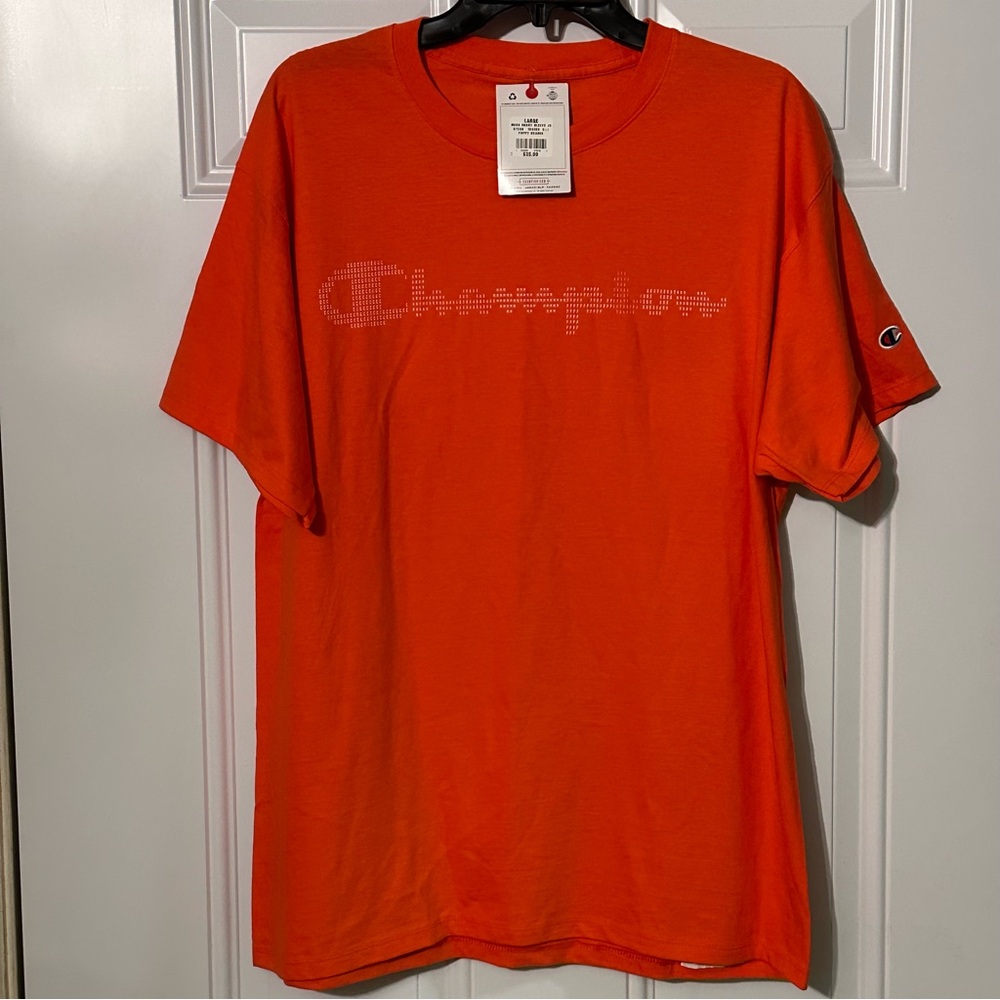 Champion Men's Classic Jersey T-Script, Orange - Large